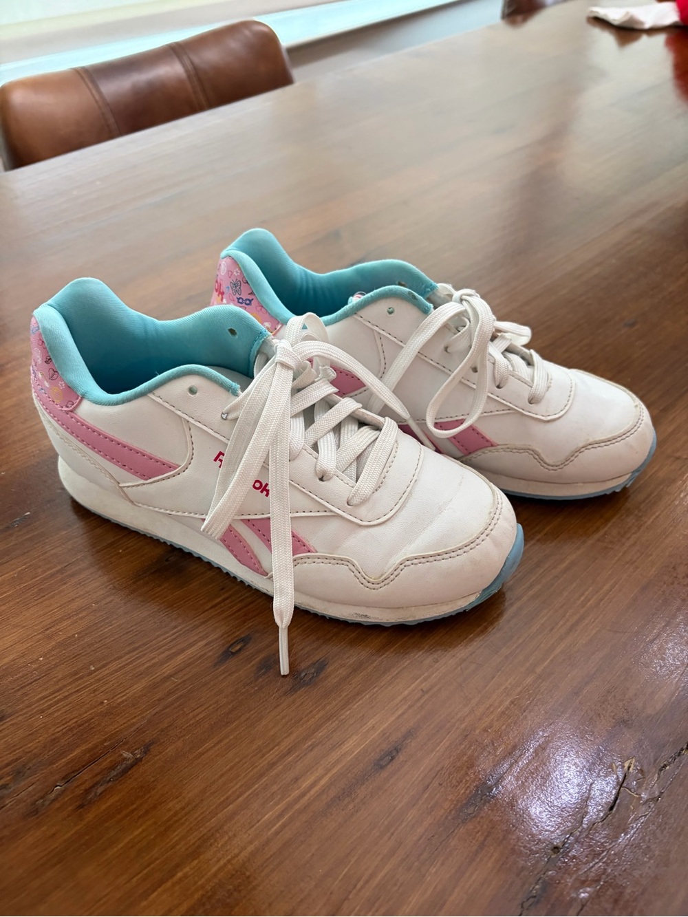 Reebok Kids White & Pink Lace-Up Sneakers